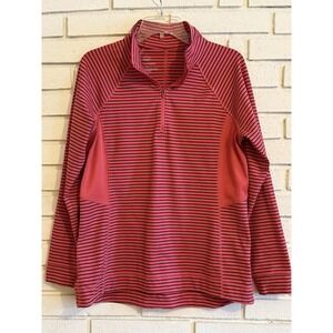 T by Talbots UPF 50+ Quarter Zip Pullover Athletic Top Striped Womens Sz. Medium